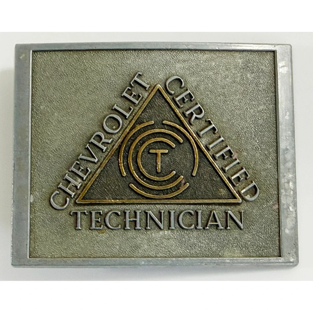 R.J. Roberts Belt‎ Buckle Mens Silver Chevrolet Certified Technician Vintage